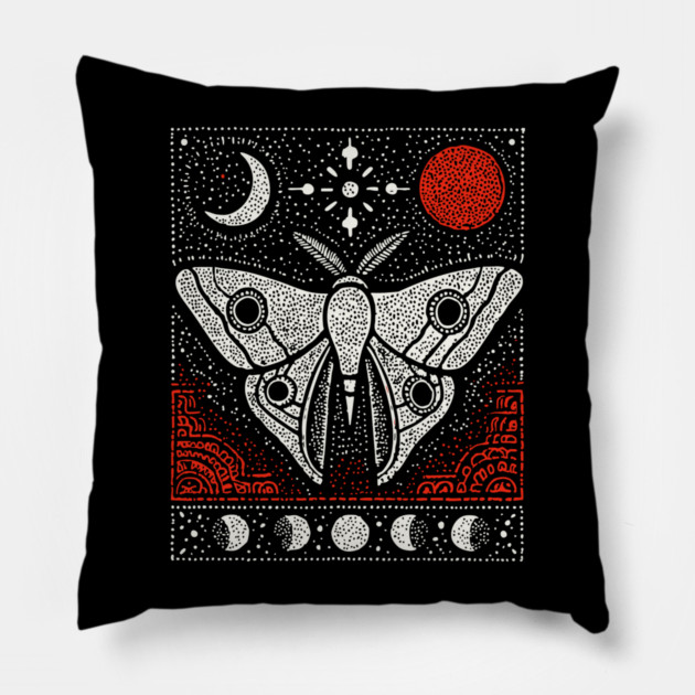 Moth under the Moon | Midnight Grimoire Pillow by TuncGK