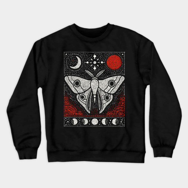 Moth under the Moon | Midnight Grimoire Crewneck Sweatshirt by TuncGK