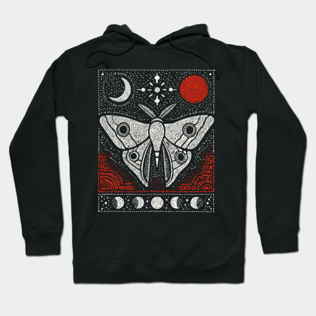 Moth under the Moon | Midnight Grimoire Hoodie by TuncGK
