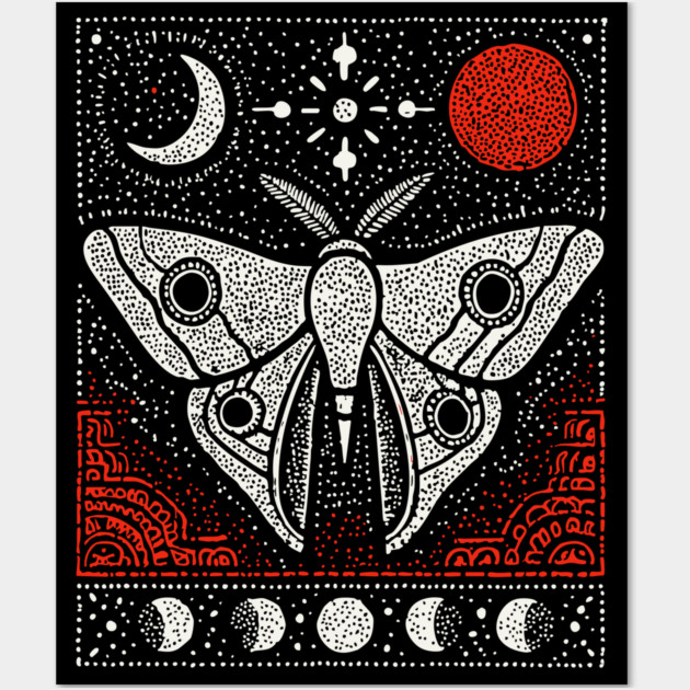 Moth under the Moon | Midnight Grimoire Wall Art by TuncGK