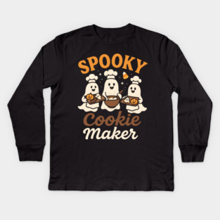 Spooky Cookie Maker Funny Halloween Ghost Baking Gift Kids Long Sleeve T-Shirt