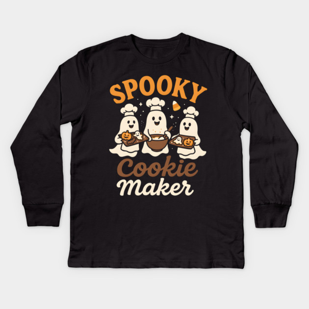 Spooky Cookie Maker Funny Halloween Ghost Baking Gift Kids Long Sleeve T-Shirt by MakerMind8.2