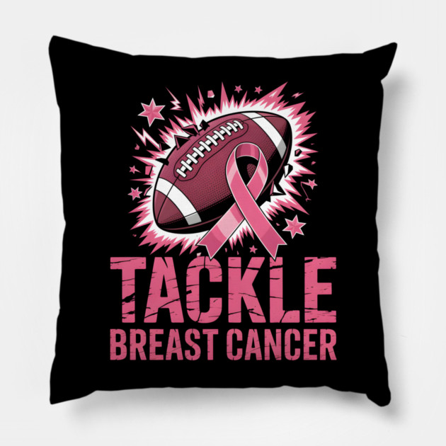 Tackle Breast Cancer Football Awareness Pillow by norhando