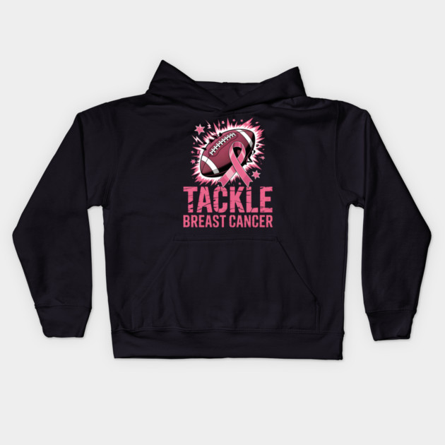 Tackle Breast Cancer Football Awareness Kids Hoodie by norhando