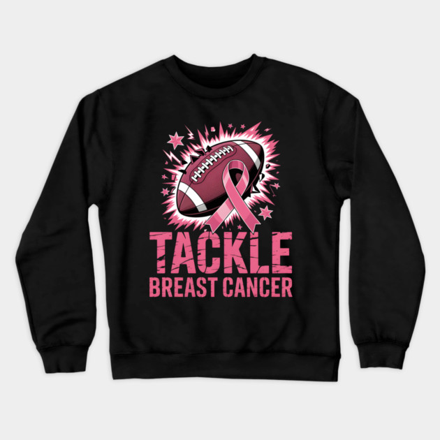 Tackle Breast Cancer Football Awareness Crewneck Sweatshirt by norhando