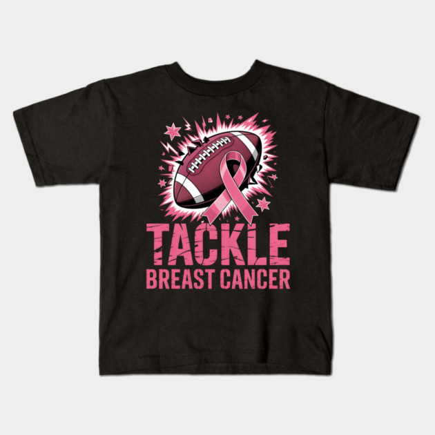 Tackle Breast Cancer Football Awareness Kids T-Shirt by norhando