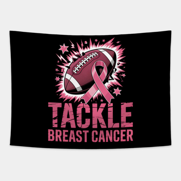 Tackle Breast Cancer Football Awareness Tapestry by norhando