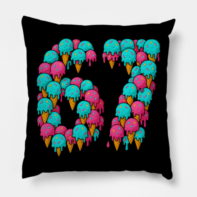 67 Icecream Meme Funny Six Seven Gen Alpha Pillow by logiamerch