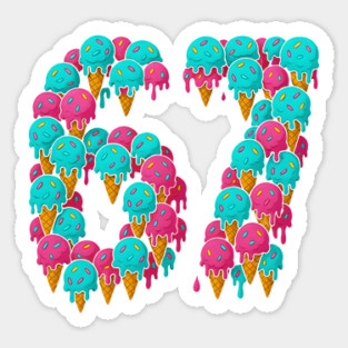 67 Icecream Meme Funny Six Seven Gen Alpha Sticker