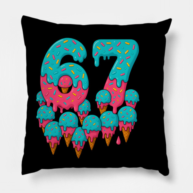 67 Icecream Meme Funny Six Seven Gen Alpha Pillow by logiamerch