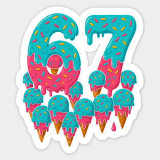 67 Icecream Meme Funny Six Seven Gen Alpha Sticker