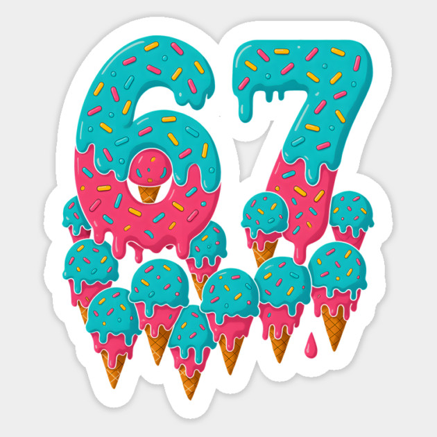 67 Icecream Meme Funny Six Seven Gen Alpha Sticker by logiamerch