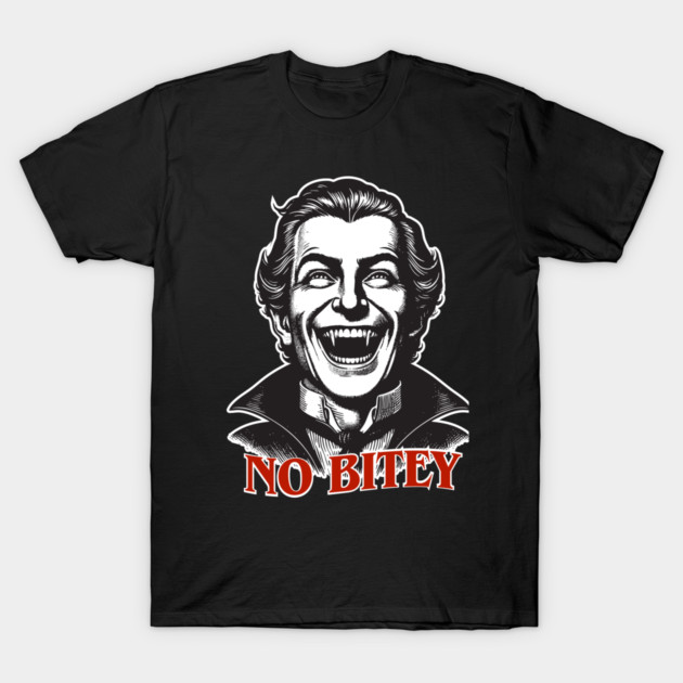 No Bitey – Funny Vintage Dracula Vampire Halloween Design T-Shirt by Butter Creative