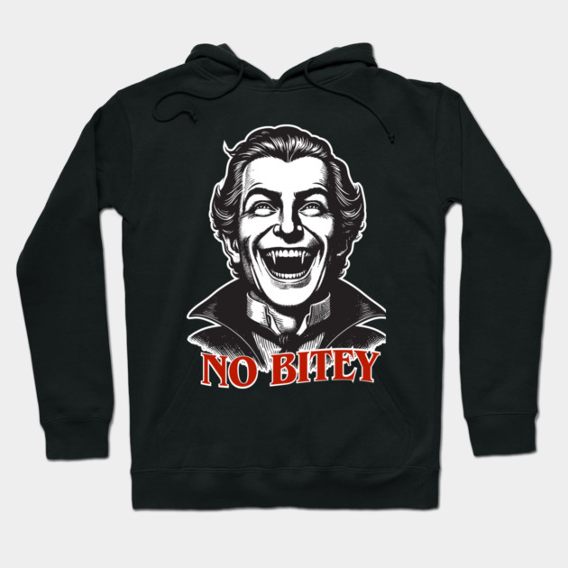 No Bitey – Funny Vintage Dracula Vampire Halloween Design Hoodie by Butter Creative