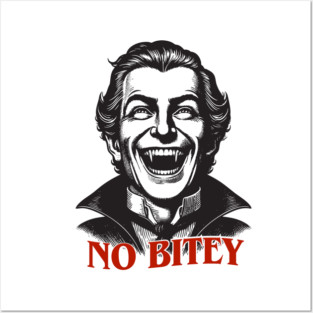 No Bitey – Funny Vintage Dracula Vampire Halloween Design Posters and Art