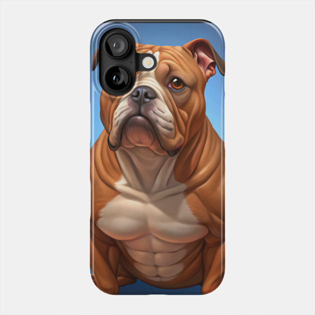 Funny Muscular Bulldog Cartoon – Strong and Wrinkly Dog Art for Dog Lovers and Pet Humor Fans Phone Case by IamActiveDog