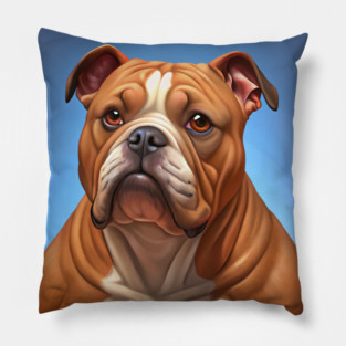 Funny Muscular Bulldog Cartoon – Strong and Wrinkly Dog Art for Dog Lovers and Pet Humor Fans Pillow