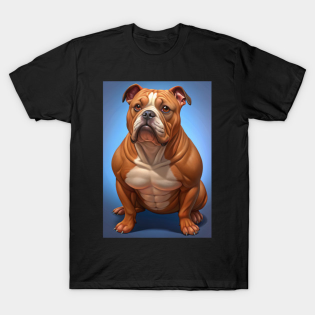 Funny Muscular Bulldog Cartoon – Strong and Wrinkly Dog Art for Dog Lovers and Pet Humor Fans T-Shirt by IamActiveDog