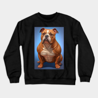 Funny Muscular Bulldog Cartoon – Strong and Wrinkly Dog Art for Dog Lovers and Pet Humor Fans Crewneck Sweatshirt