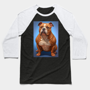 Funny Muscular Bulldog Cartoon – Strong and Wrinkly Dog Art for Dog Lovers and Pet Humor Fans Baseball T-Shirt