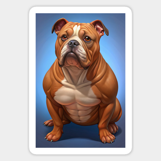 Funny Muscular Bulldog Cartoon – Strong and Wrinkly Dog Art for Dog Lovers and Pet Humor Fans Magnet by IamActiveDog