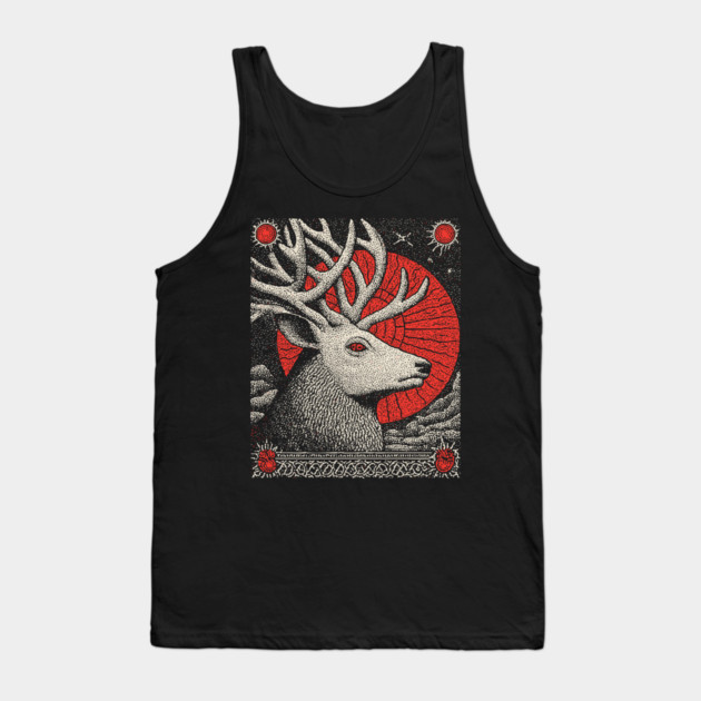Mythical Stag Tarot Card | Pagan Horned God Cernunnos Tank Top by TuncGK