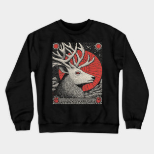 Mythical Stag Tarot Card | Pagan Horned God Cernunnos Crewneck Sweatshirt