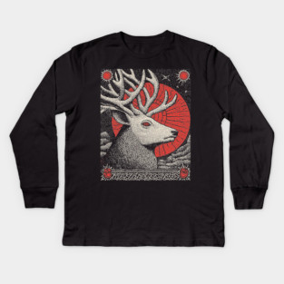 Mythical Stag Tarot Card | Pagan Horned God Cernunnos Kids Long Sleeve T-Shirt