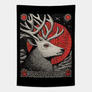 Mythical Stag Tarot Card | Pagan Horned God Cernunnos Tapestry
