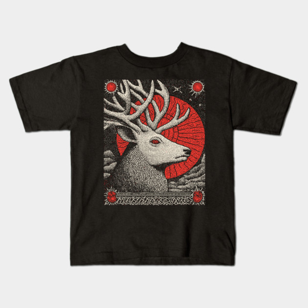 Mythical Stag Tarot Card | Pagan Horned God Cernunnos Kids T-Shirt by TuncGK