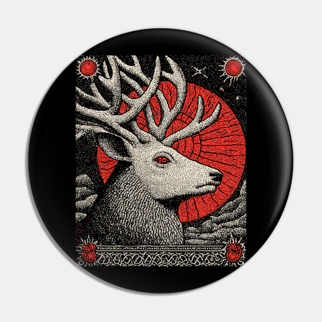 Mythical Stag Tarot Card | Pagan Horned God Cernunnos Pin by TuncGK