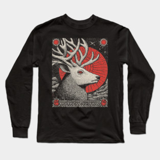 Mythical Stag Tarot Card | Pagan Horned God Cernunnos Long Sleeve T-Shirt