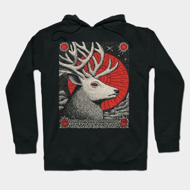 Mythical Stag Tarot Card | Pagan Horned God Cernunnos Hoodie by TuncGK