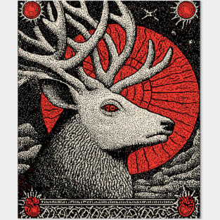Mythical Stag Tarot Card | Pagan Horned God Cernunnos Posters and Art