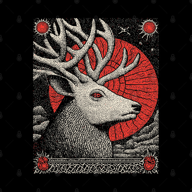 Mythical Stag Tarot Card | Pagan Horned God Cernunnos by TuncGK