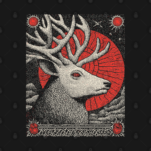 Mythical Stag Tarot Card | Pagan Horned God Cernunnos by TuncGK