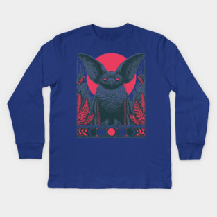 Gothic Bat Heraldic Crest | Nocturnal Vampire Grimoire Kids Long Sleeve T-Shirt