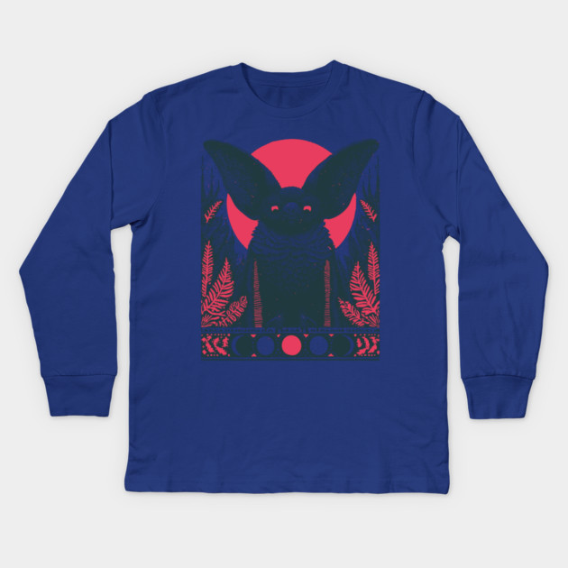 Gothic Bat Heraldic Crest | Nocturnal Vampire Grimoire Kids Long Sleeve T-Shirt by TuncGK
