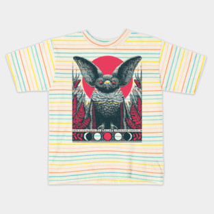 Gothic Bat Heraldic Crest | Nocturnal Vampire Grimoire Kids T-Shirt