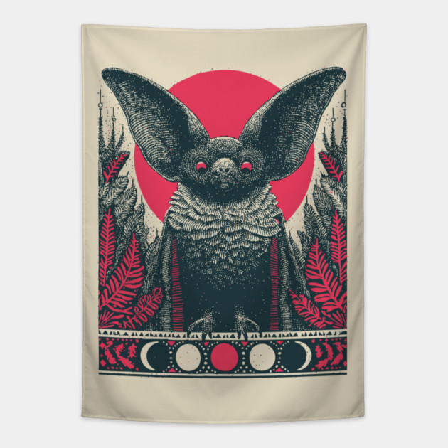 Gothic Bat Heraldic Crest | Nocturnal Vampire Grimoire Tapestry by TuncGK