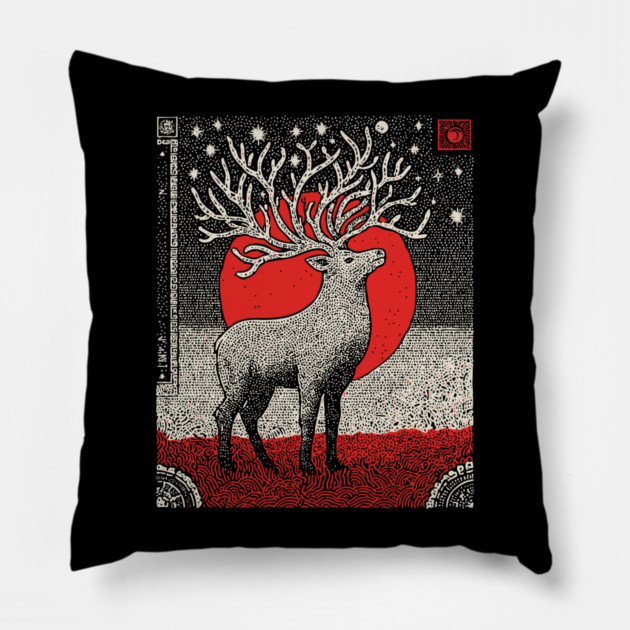 Pagan Horned God Stag | Wiccan Cernunnos Forest King Pillow by TuncGK