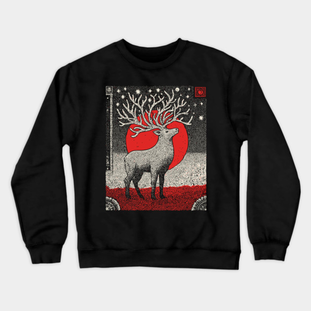 Pagan Horned God Stag | Wiccan Cernunnos Forest King Crewneck Sweatshirt by TuncGK