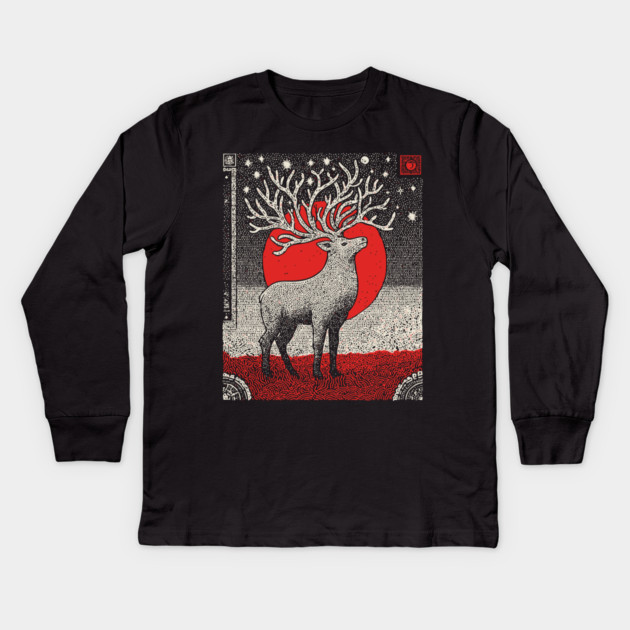 Pagan Horned God Stag | Wiccan Cernunnos Forest King Kids Long Sleeve T-Shirt by TuncGK