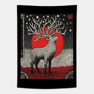 Pagan Horned God Stag | Wiccan Cernunnos Forest King Tapestry