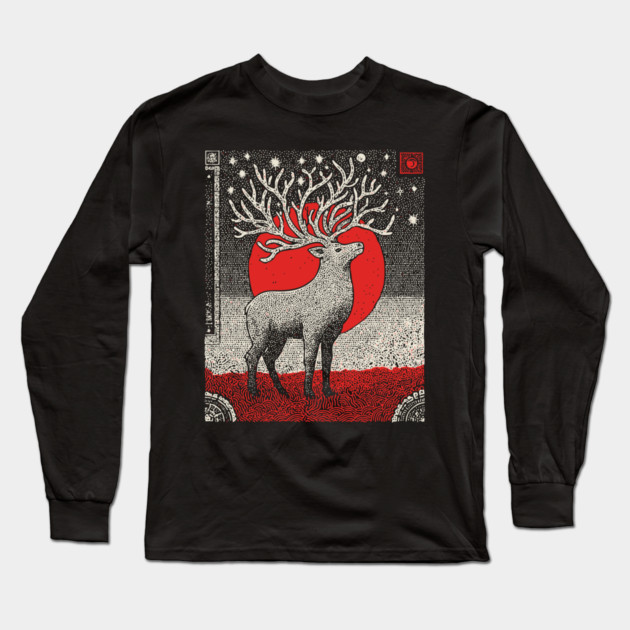 Pagan Horned God Stag | Wiccan Cernunnos Forest King Long Sleeve T-Shirt by TuncGK