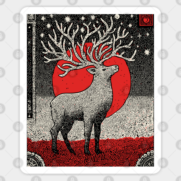 Pagan Horned God Stag | Wiccan Cernunnos Forest King Sticker by TuncGK