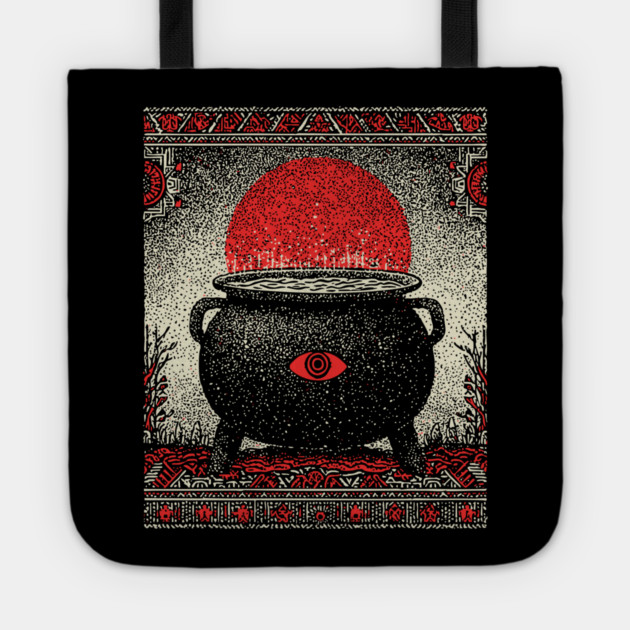 Witch's Cauldron Tarot Card | Wiccan All-Seeing Eye Spell Tote by TuncGK