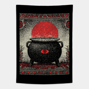 Witch's Cauldron Tarot Card | Wiccan All-Seeing Eye Spell Tapestry