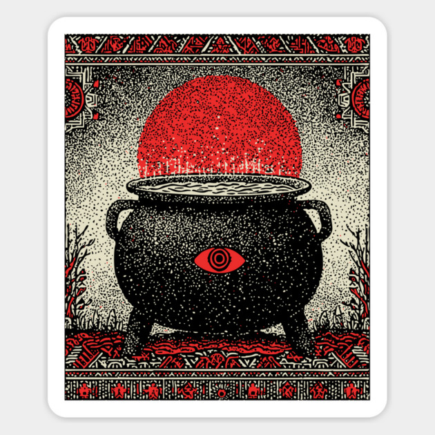 Witch's Cauldron Tarot Card | Wiccan All-Seeing Eye Spell Magnet by TuncGK