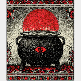 Witch's Cauldron Tarot Card | Wiccan All-Seeing Eye Spell Posters and Art